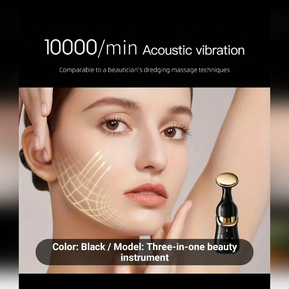 FREE With Bundle Neck & Face Massager Three In One Black/Gold